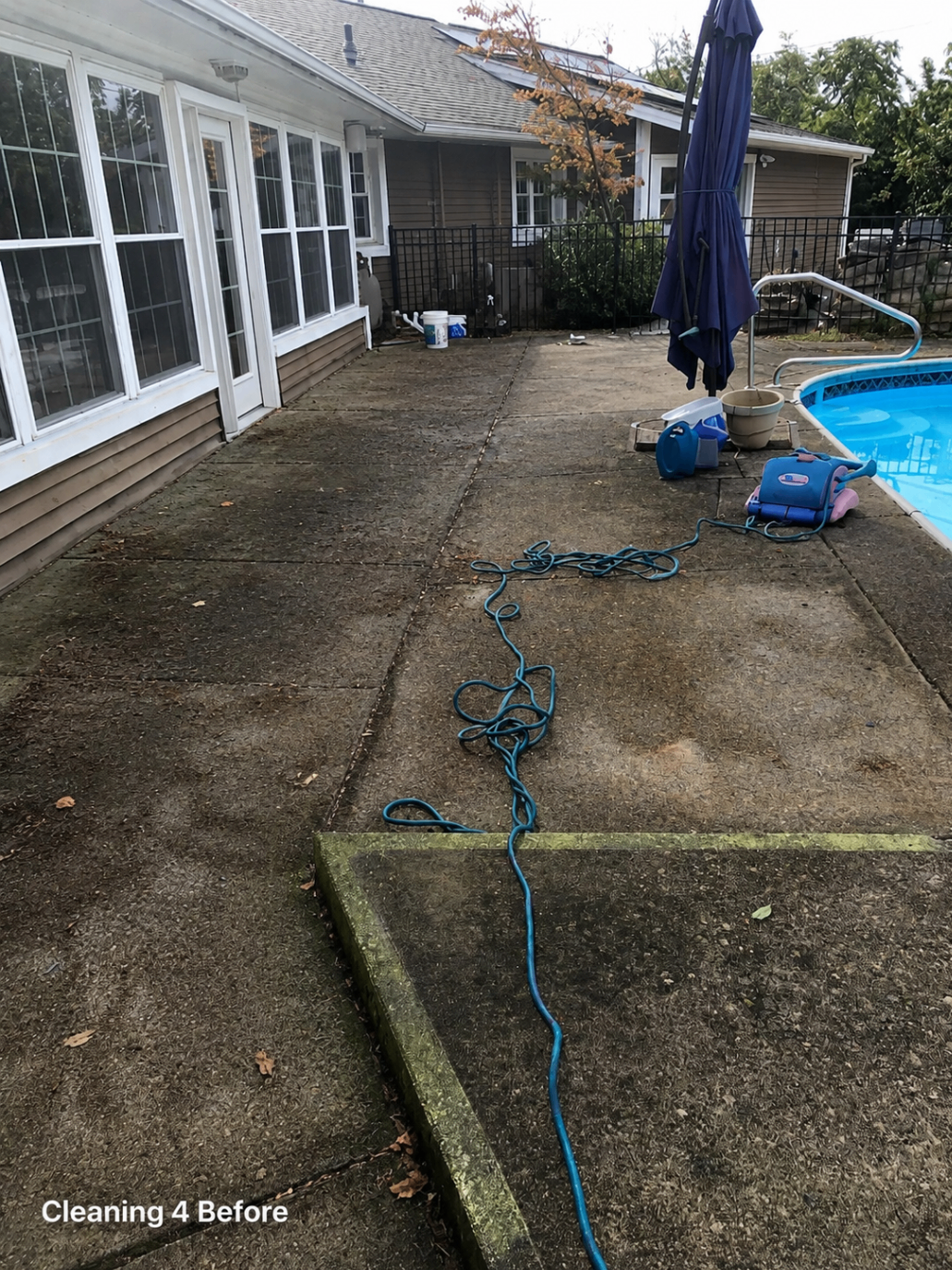 Pool deck restoration — before cleaning