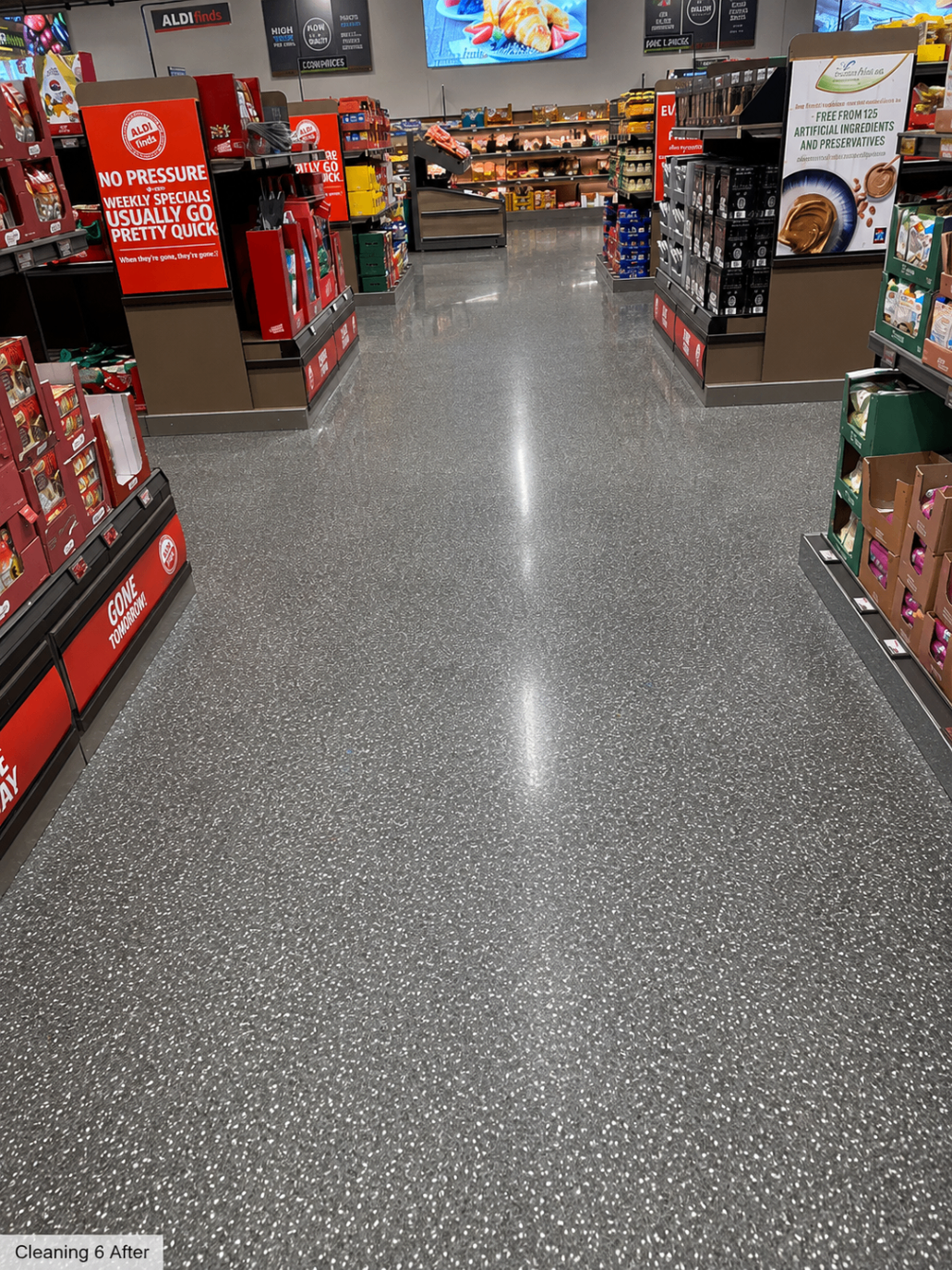 Storefront floor polish — after cleaning